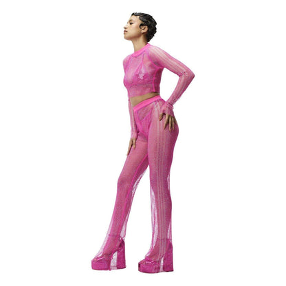 Pink - Pack Shot - Adidas Womens-Ladies Ivy Park Crystal Mesh Top