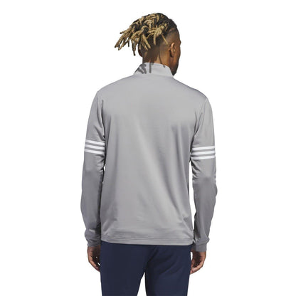 Grey - Back - Adidas Mens 3 Stripes Quarter Zip Track Top