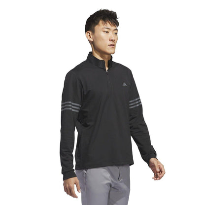 White-Black - Lifestyle - Adidas Mens 3 Stripes Quarter Zip Track Top