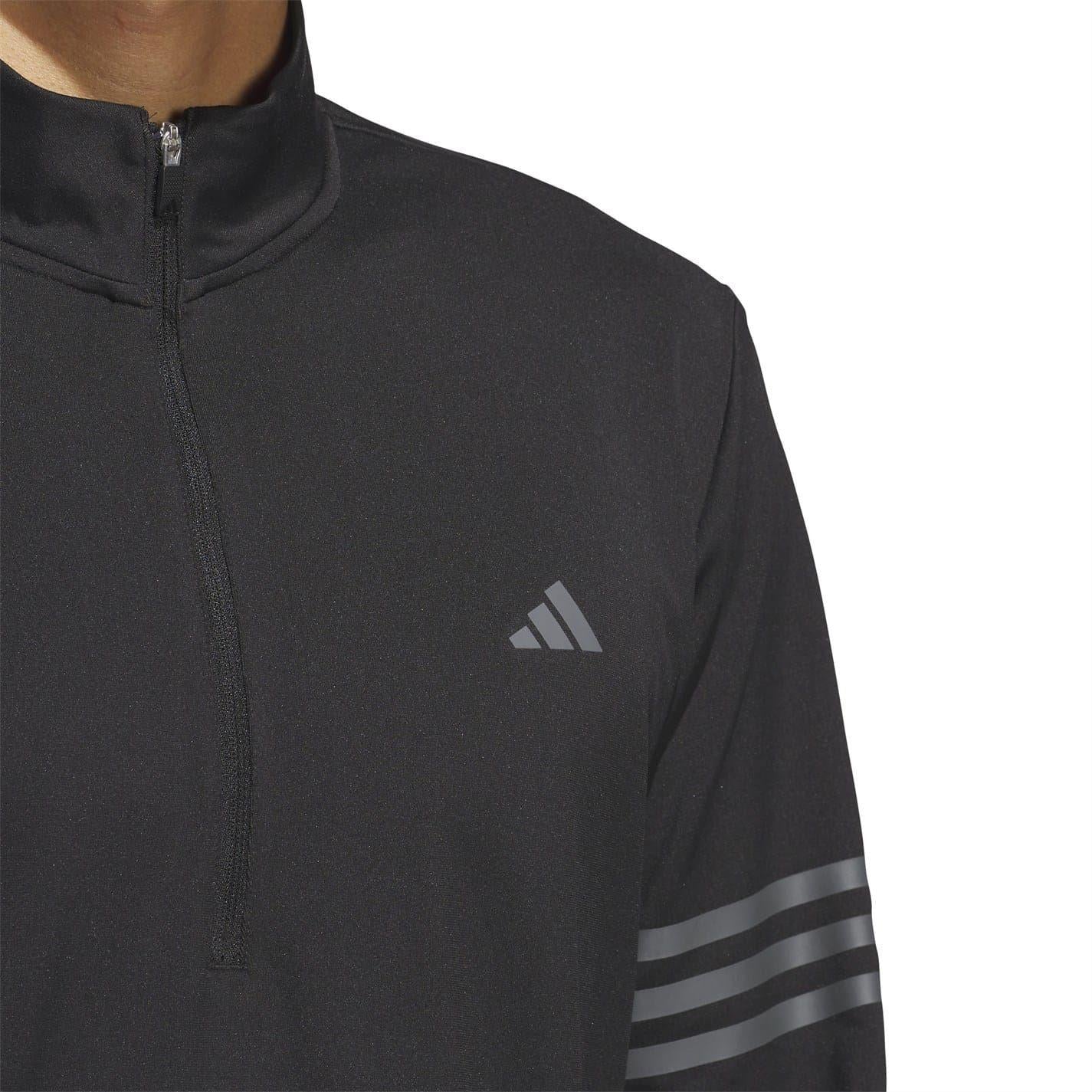 White-Black - Pack Shot - Adidas Mens 3 Stripes Quarter Zip Track Top