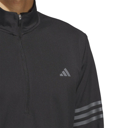 White-Black - Pack Shot - Adidas Mens 3 Stripes Quarter Zip Track Top