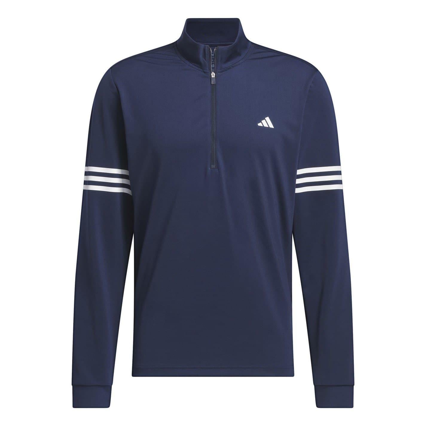 Lead - Front - Adidas Mens 3 Stripes Quarter Zip Track Top