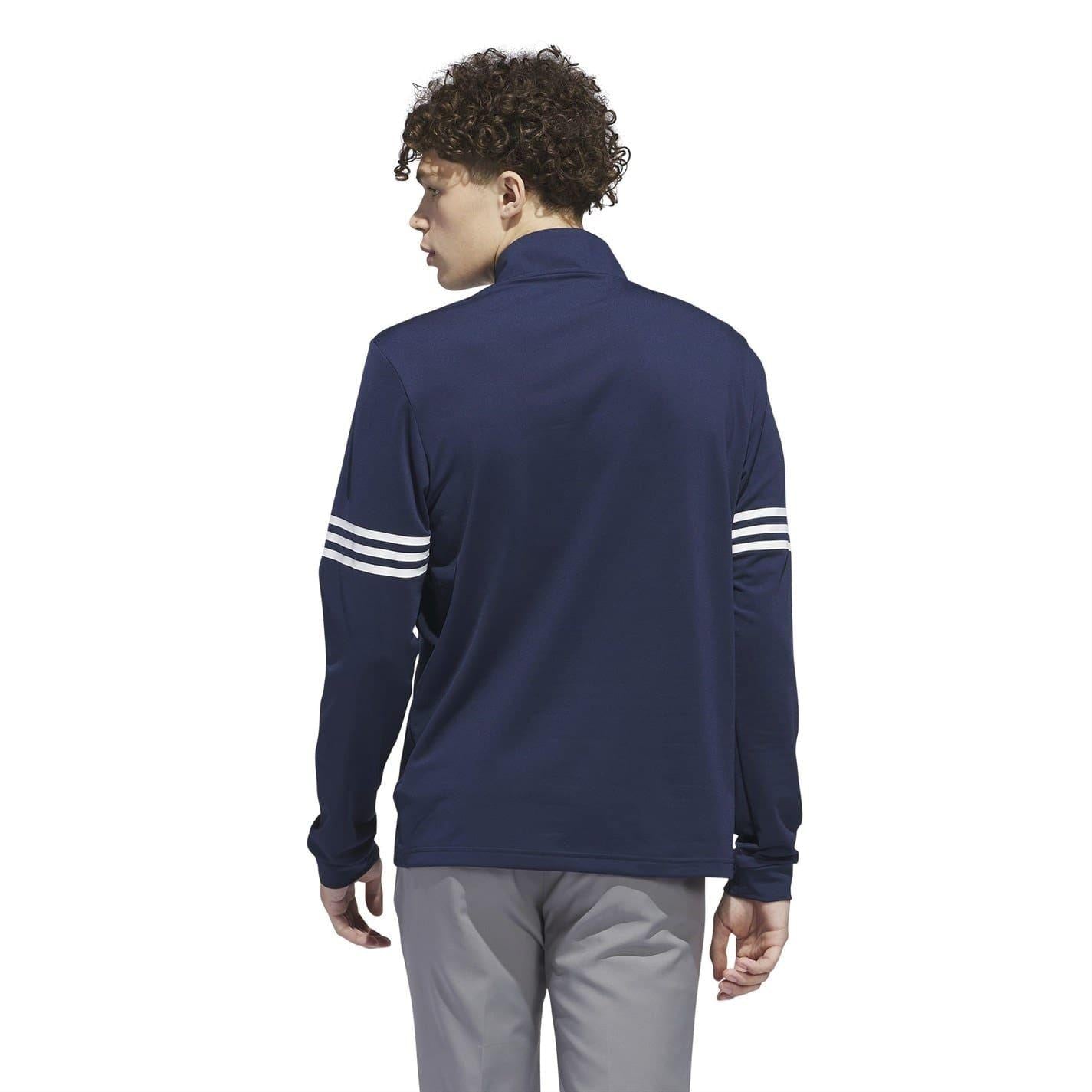 Lead - Back - Adidas Mens 3 Stripes Quarter Zip Track Top