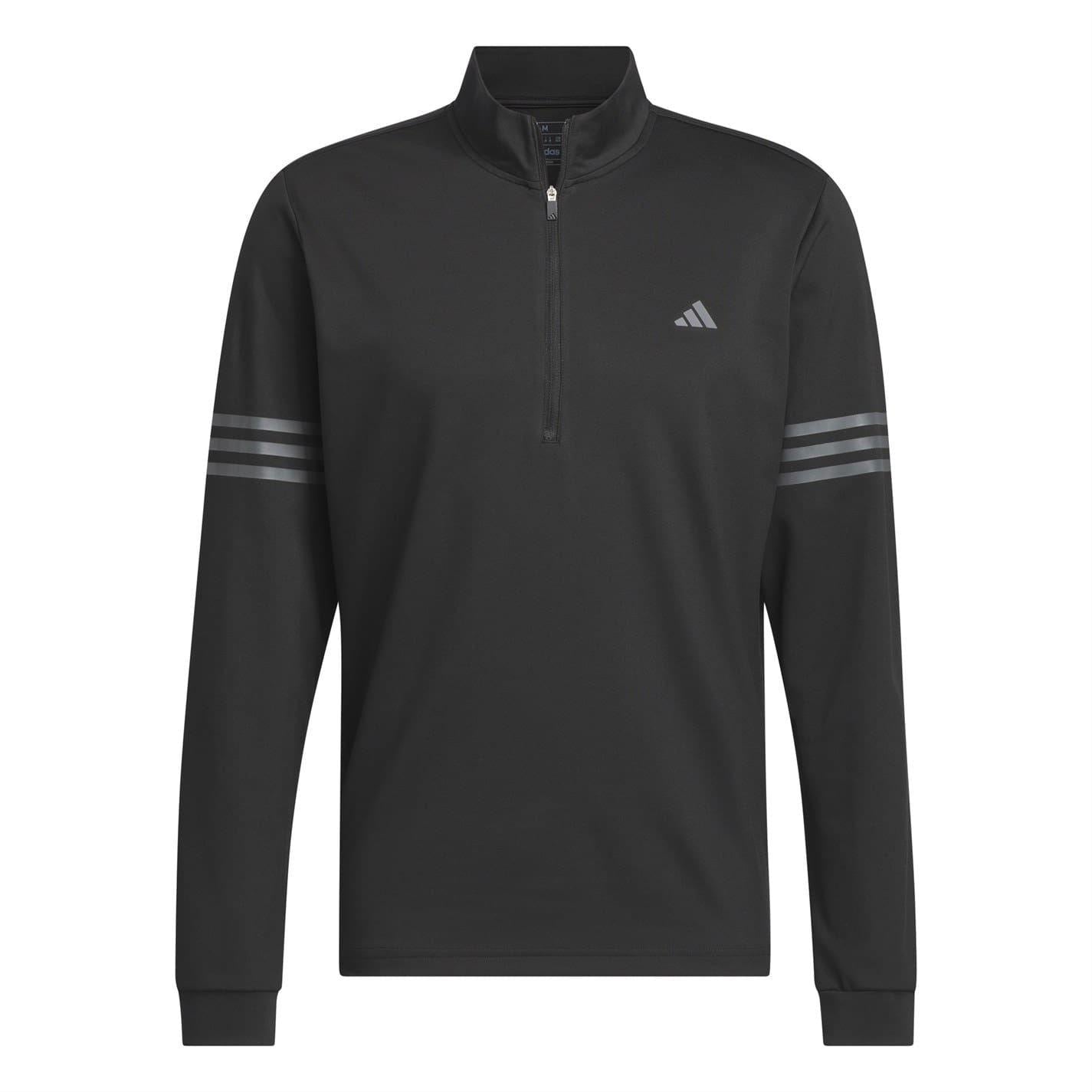 White-Black - Front - Adidas Mens 3 Stripes Quarter Zip Track Top