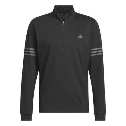 White-Black - Front - Adidas Mens 3 Stripes Quarter Zip Track Top