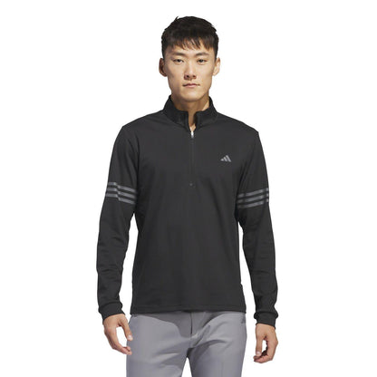 White-Black - Back - Adidas Mens 3 Stripes Quarter Zip Track Top
