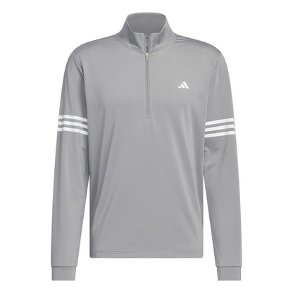 Grey - Front - Adidas Mens 3 Stripes Quarter Zip Track Top
