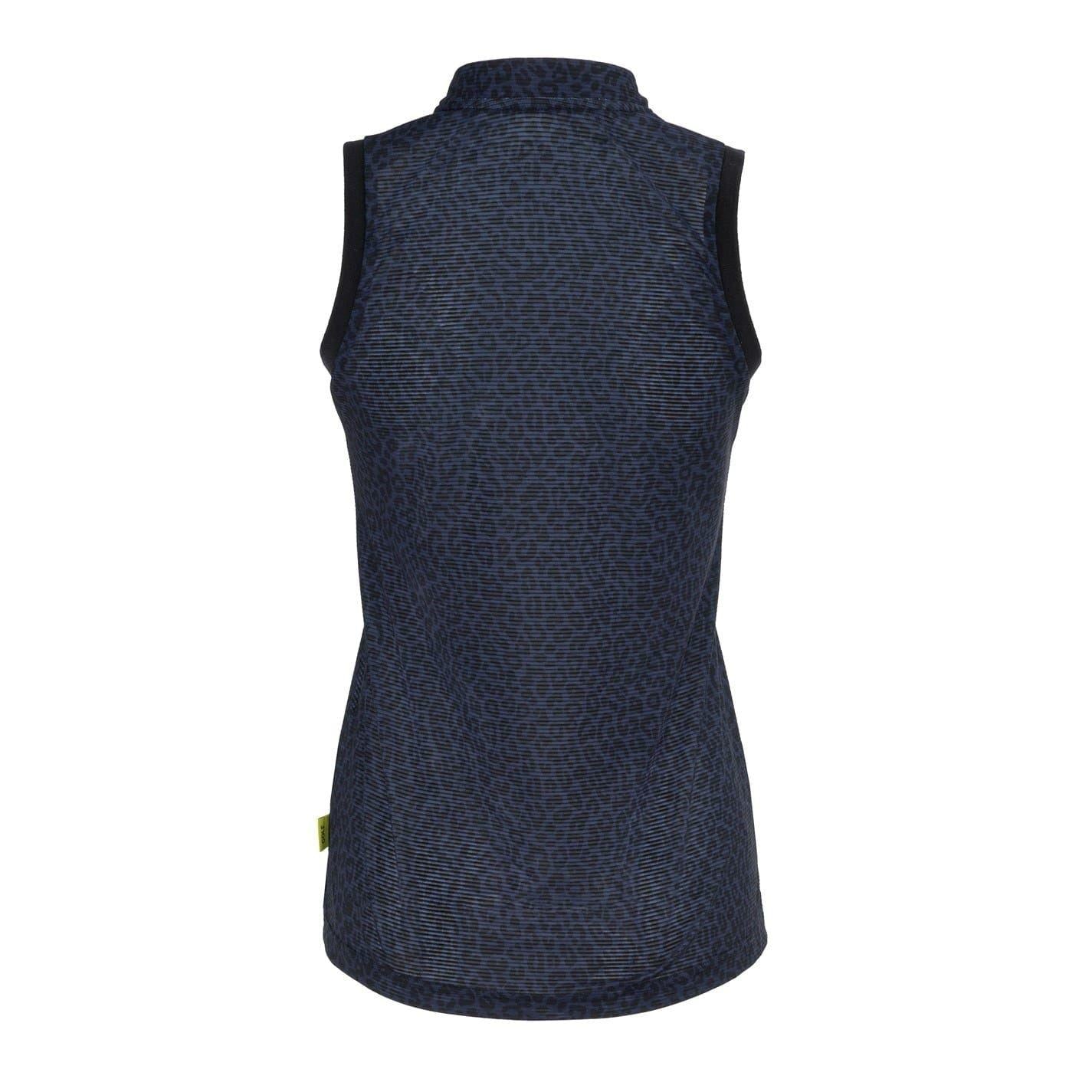 Black - Back - Slazenger Womens-Ladies Leopard Quarter Zip Sleeveless Polo Shirt