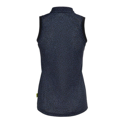 Black - Back - Slazenger Womens-Ladies Leopard Quarter Zip Sleeveless Polo Shirt