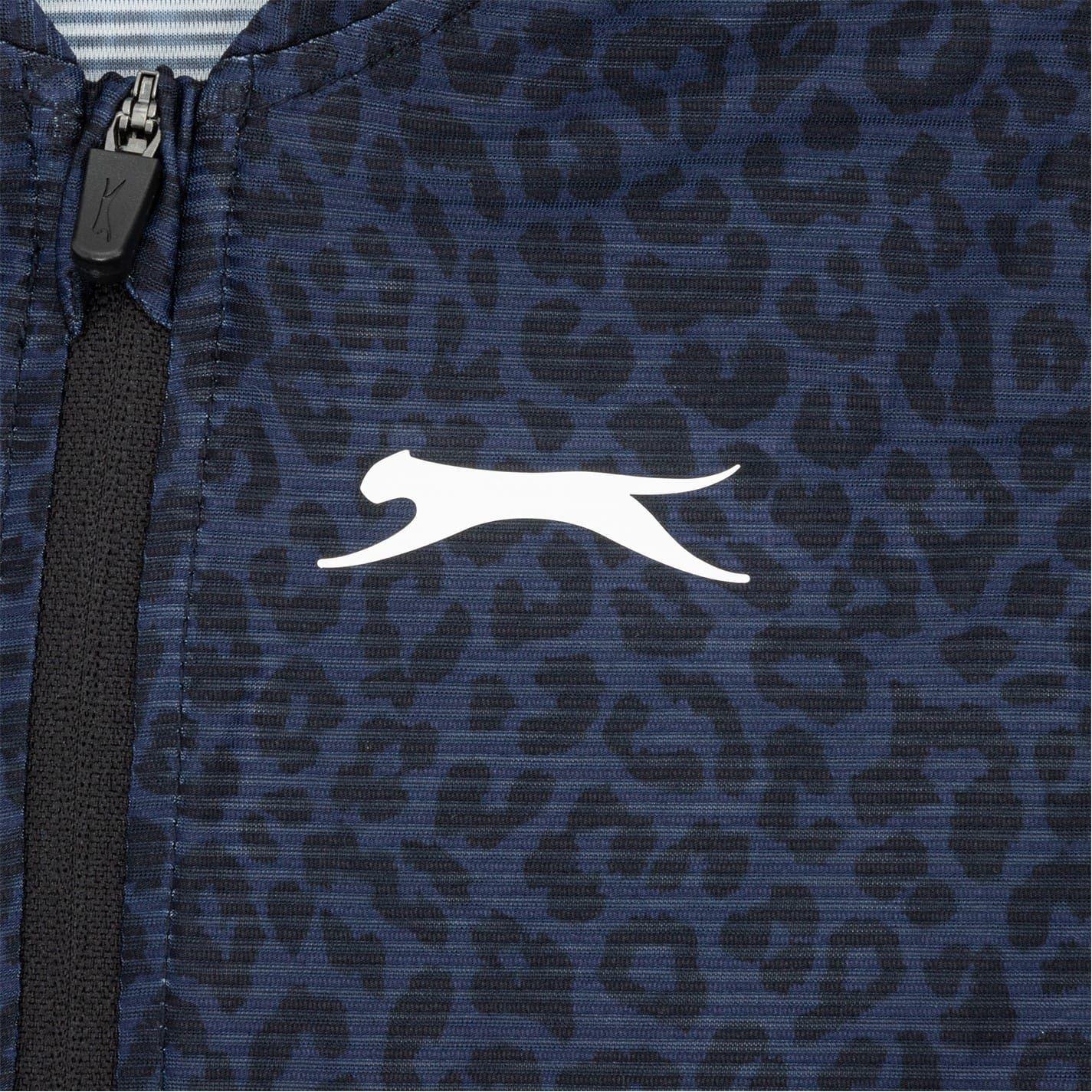 Black - Lifestyle - Slazenger Womens-Ladies Leopard Quarter Zip Sleeveless Polo Shirt