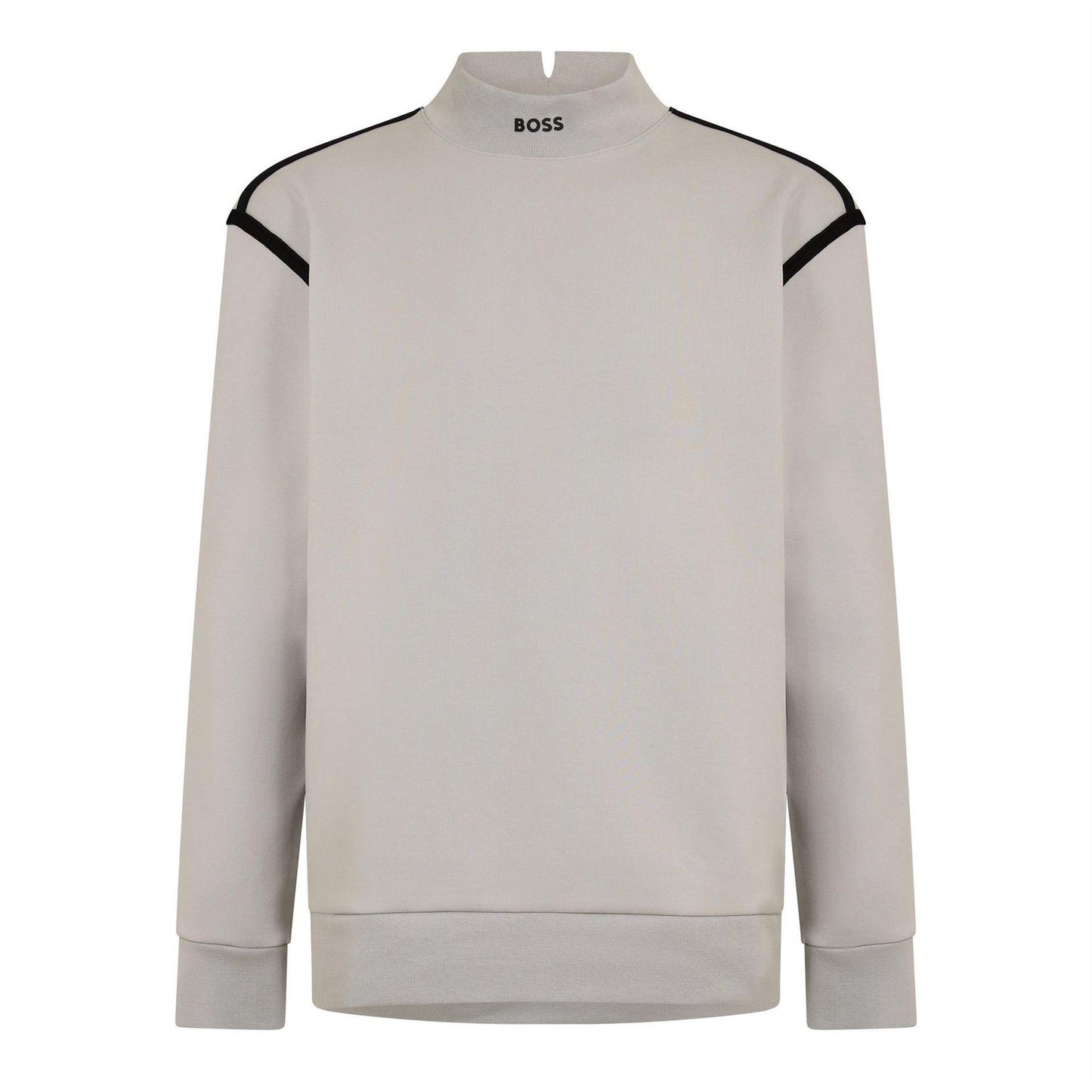 Pastel Grey - Front - Boss Mens Silas Mock Neck Long-Sleeved Sweatshirt