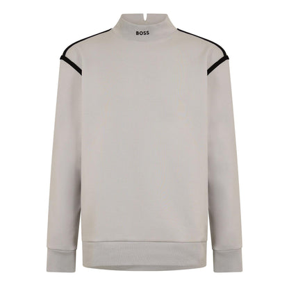Pastel Grey - Front - Boss Mens Silas Mock Neck Long-Sleeved Sweatshirt