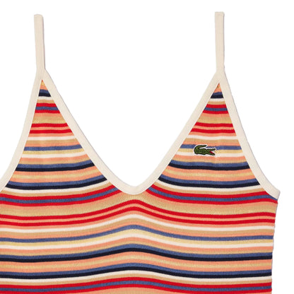 Multicoloured - Side - Lacoste Womens-Ladies Striped Cotton Blend Long Maxi Dress