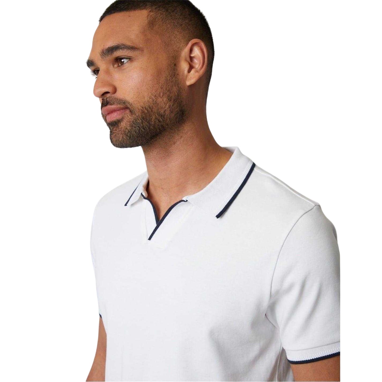 White - Side - Threadbare Mens Marriage Collared Polo Shirt