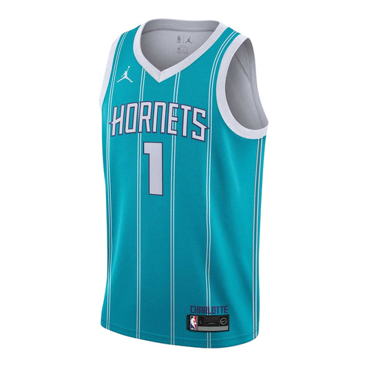Teal - Front - Charlotte Hornets Childrens-Kids Icon Basketball Jersey