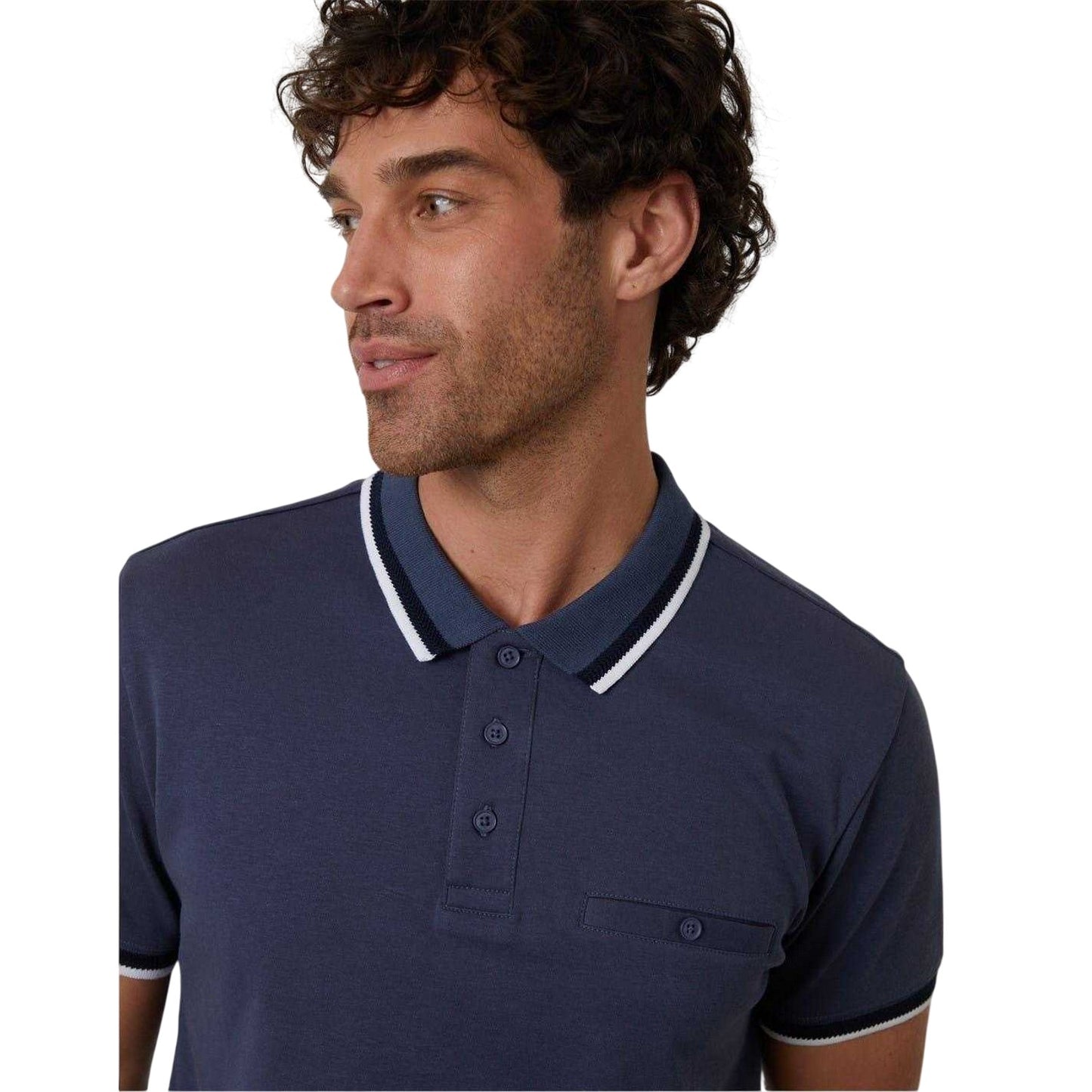 Blue - Side - Threadbare Womens-Ladies Interlock Jet Pocket Polo Shirt