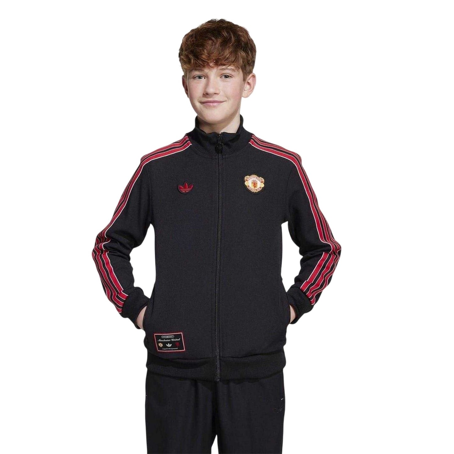 Black - Side - Manchester United FC Childrens-Kids Adidas Track Top