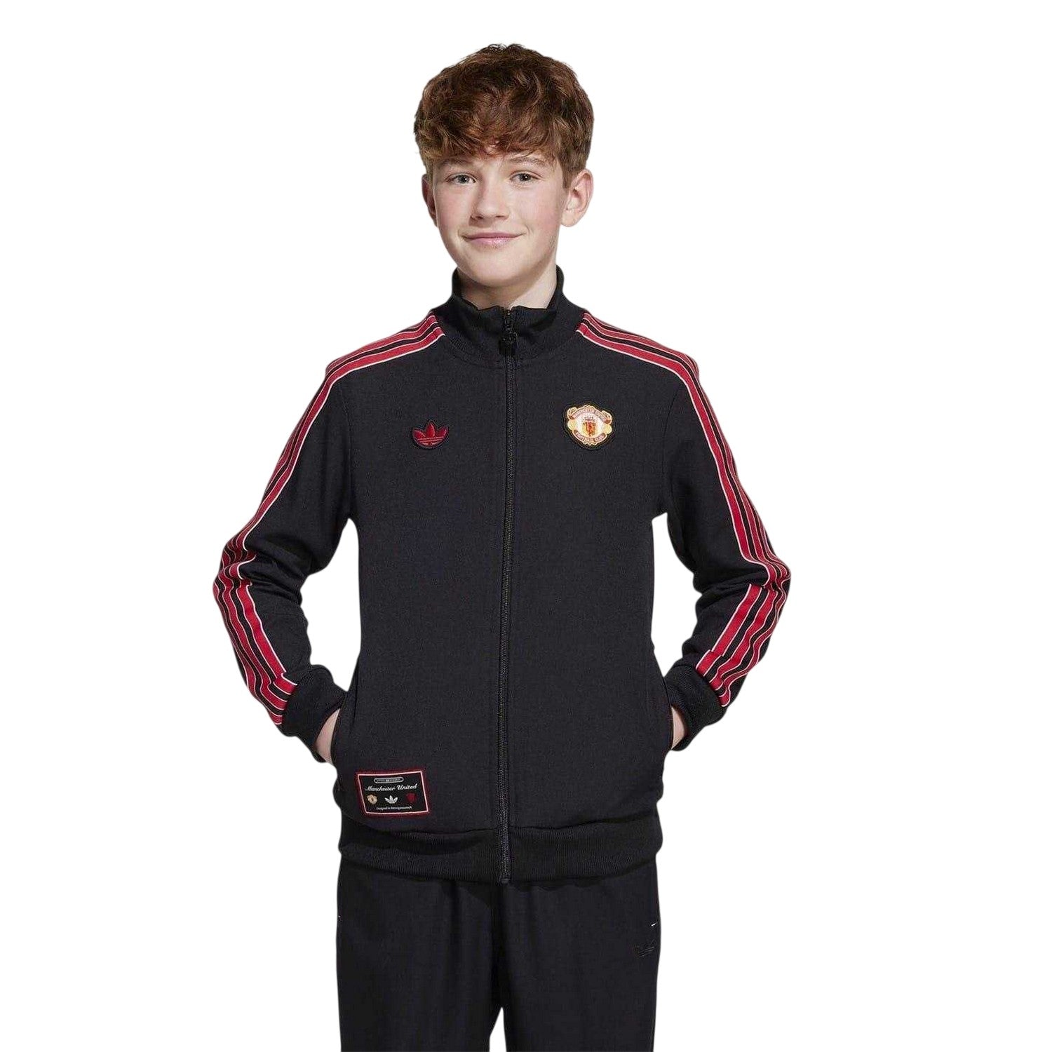 Black - Side - Manchester United FC Childrens-Kids Adidas Track Top