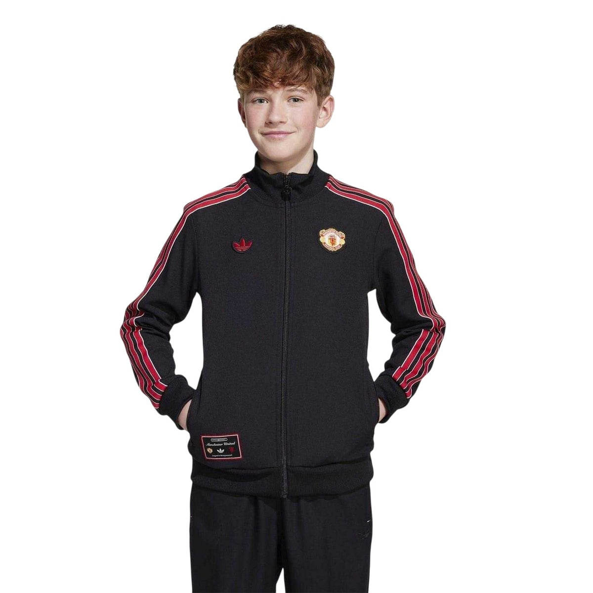 Black - Side - Manchester United FC Childrens-Kids Adidas Track Top