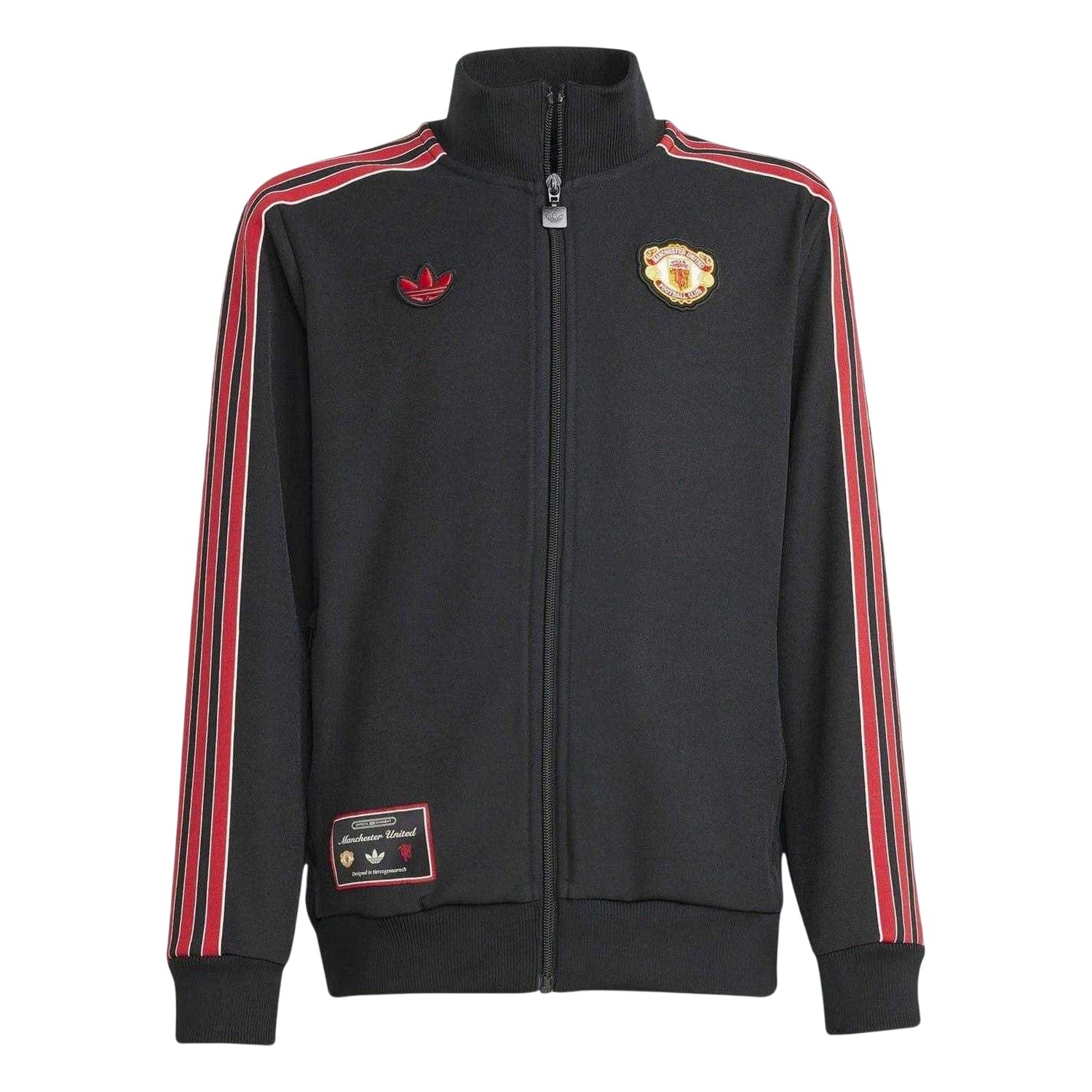Black - Front - Manchester United FC Childrens-Kids Adidas Track Top