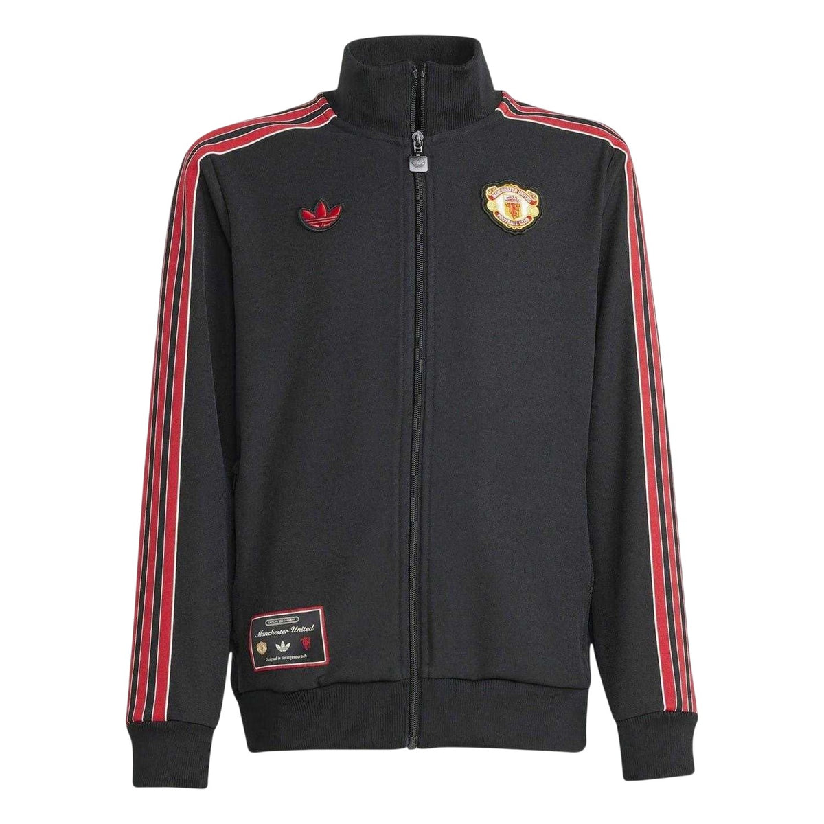 Black - Front - Manchester United FC Childrens-Kids Adidas Track Top
