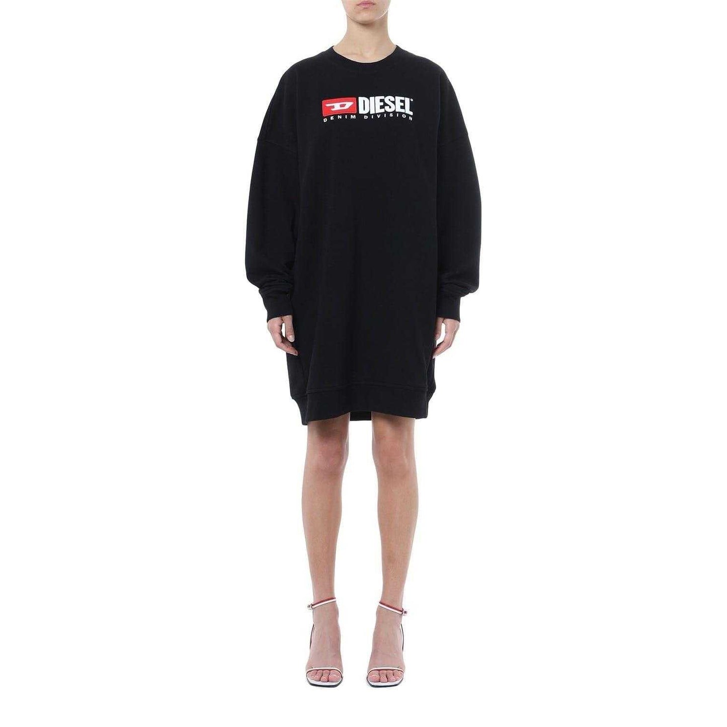 Black - Side - Diesel Womens-Ladies Denim Division Knee Length Sweatshirt Dress
