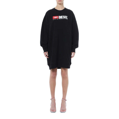 Black - Side - Diesel Womens-Ladies Denim Division Knee Length Sweatshirt Dress