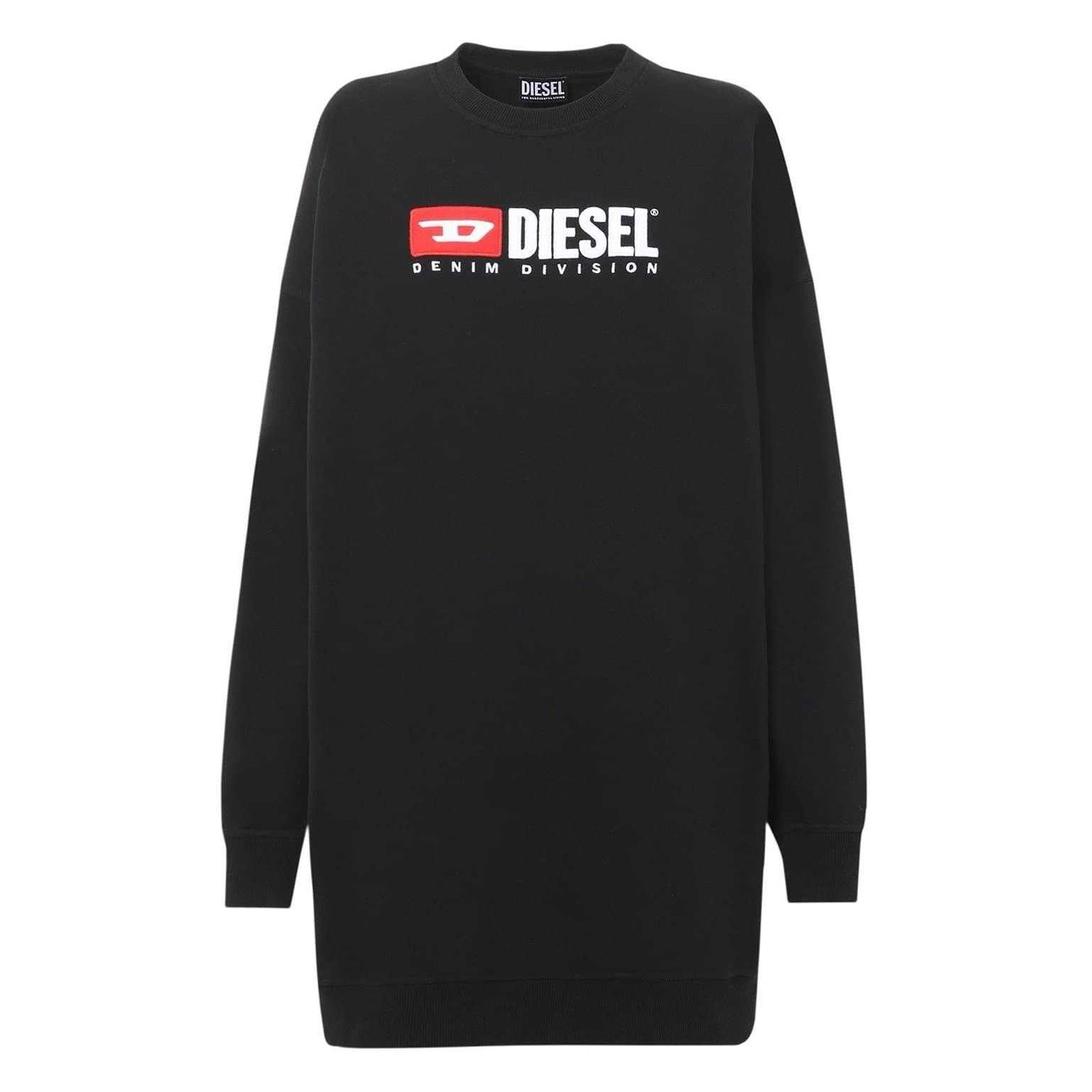 Black - Front - Diesel Womens-Ladies Denim Division Knee Length Sweatshirt Dress