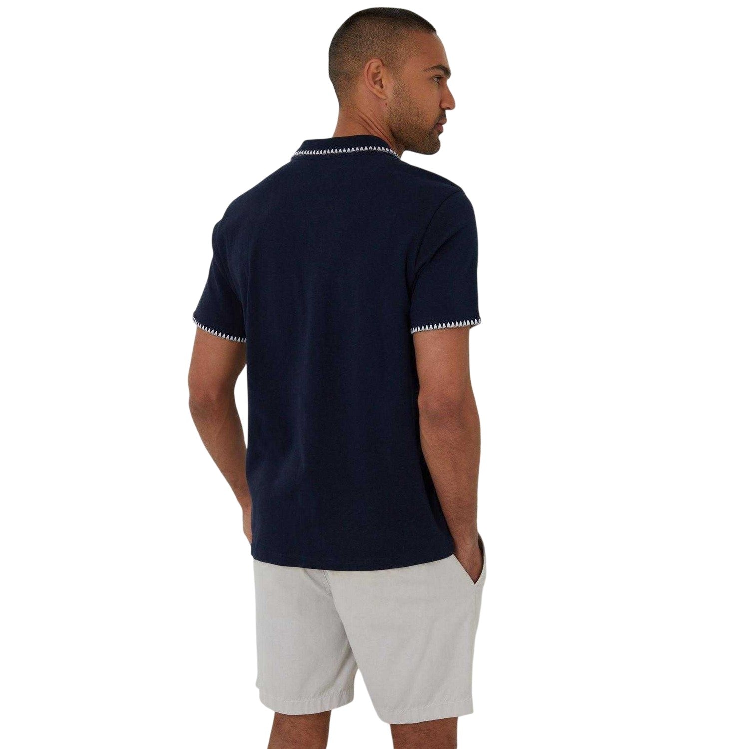 Navy - Back - Threadbare Mens Arnwick Short-Sleeved Polo Shirt