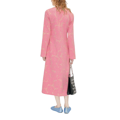 Pink - Lifestyle - Stine Goya Womens-Ladies Floral V Neck Long-Sleeved Midi Dress