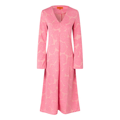 Pink - Front - Stine Goya Womens-Ladies Floral V Neck Long-Sleeved Midi Dress