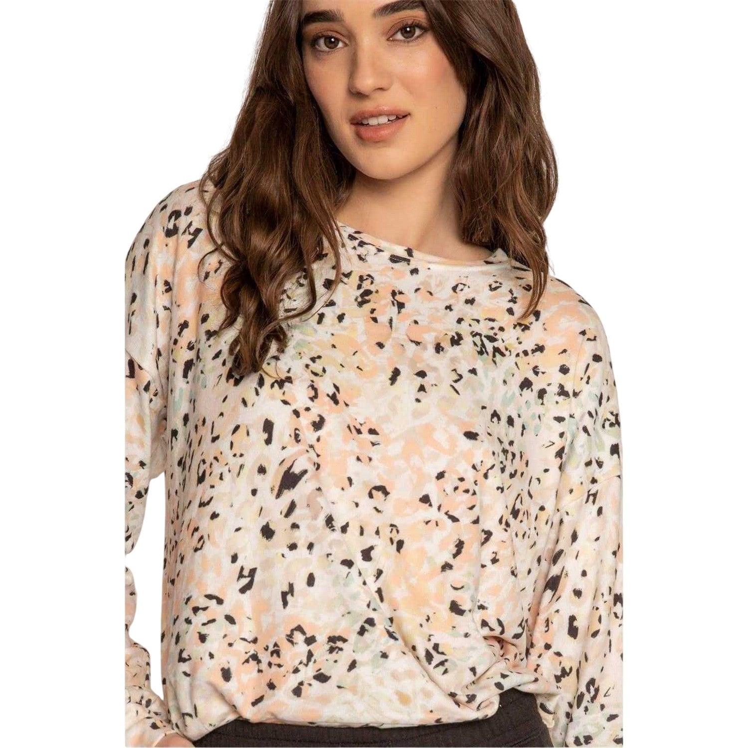 Orange - Back - PJ Salvage Womens-Ladies Leopard Print Pyjama Top