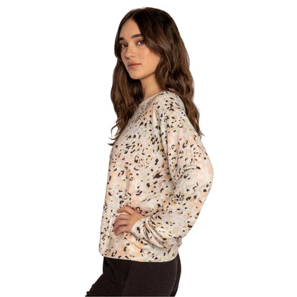 Orange - Side - PJ Salvage Womens-Ladies Leopard Print Pyjama Top
