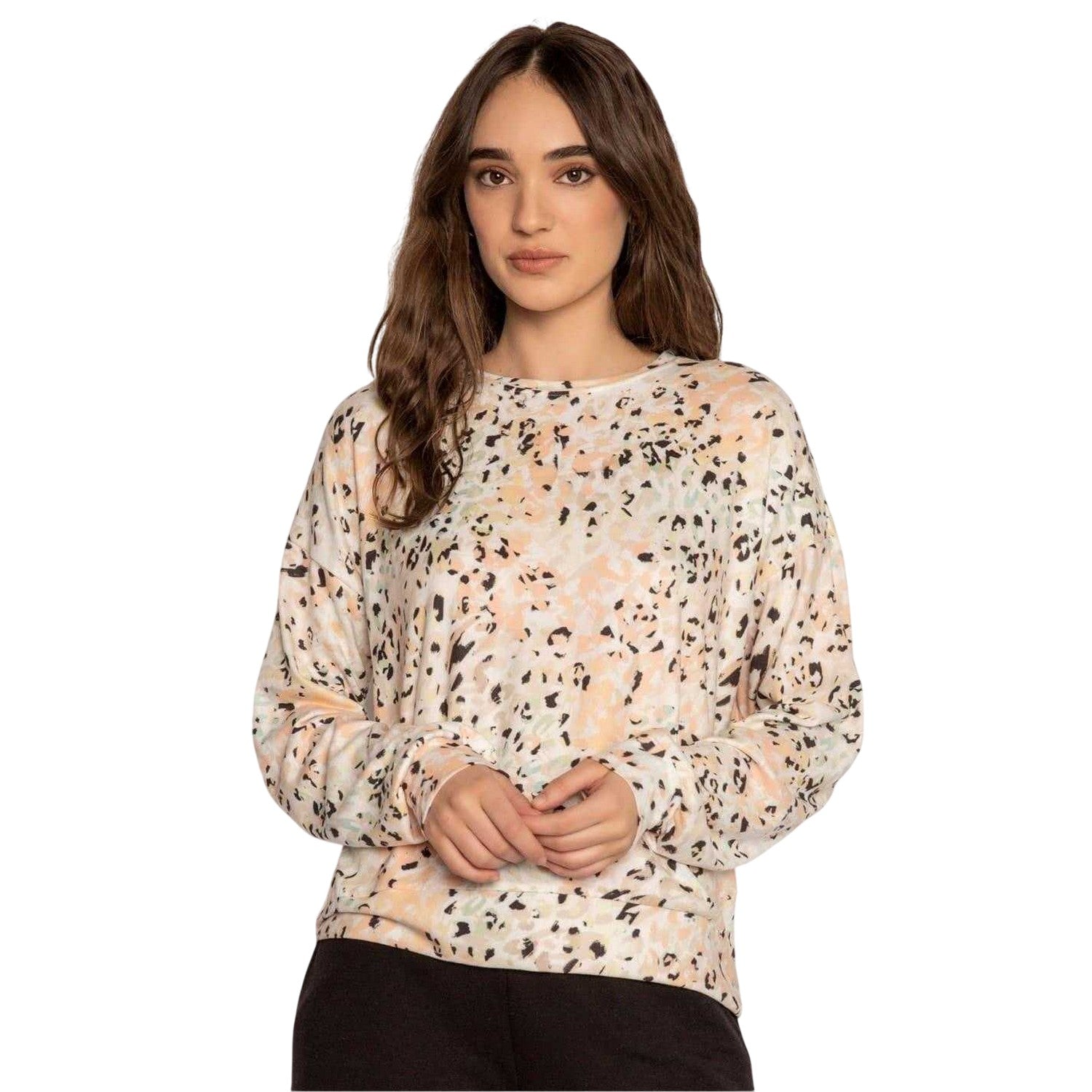 Orange - Front - PJ Salvage Womens-Ladies Leopard Print Pyjama Top
