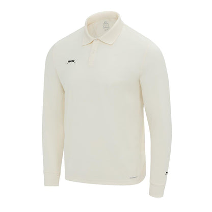 Cream - Side - Slazenger Mens Long-Sleeved Polo Shirt