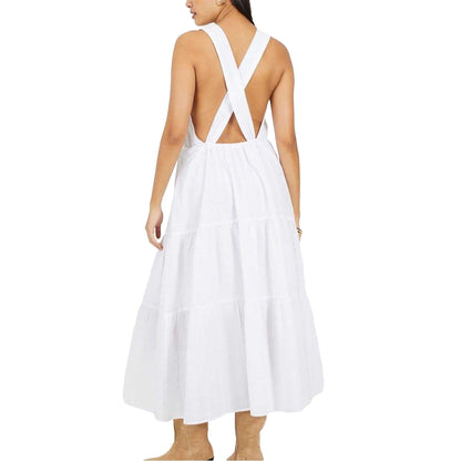 White - Back - Brave Soul Womens-Ladies Tiered Halter Neck Sleeveless Midi Dress