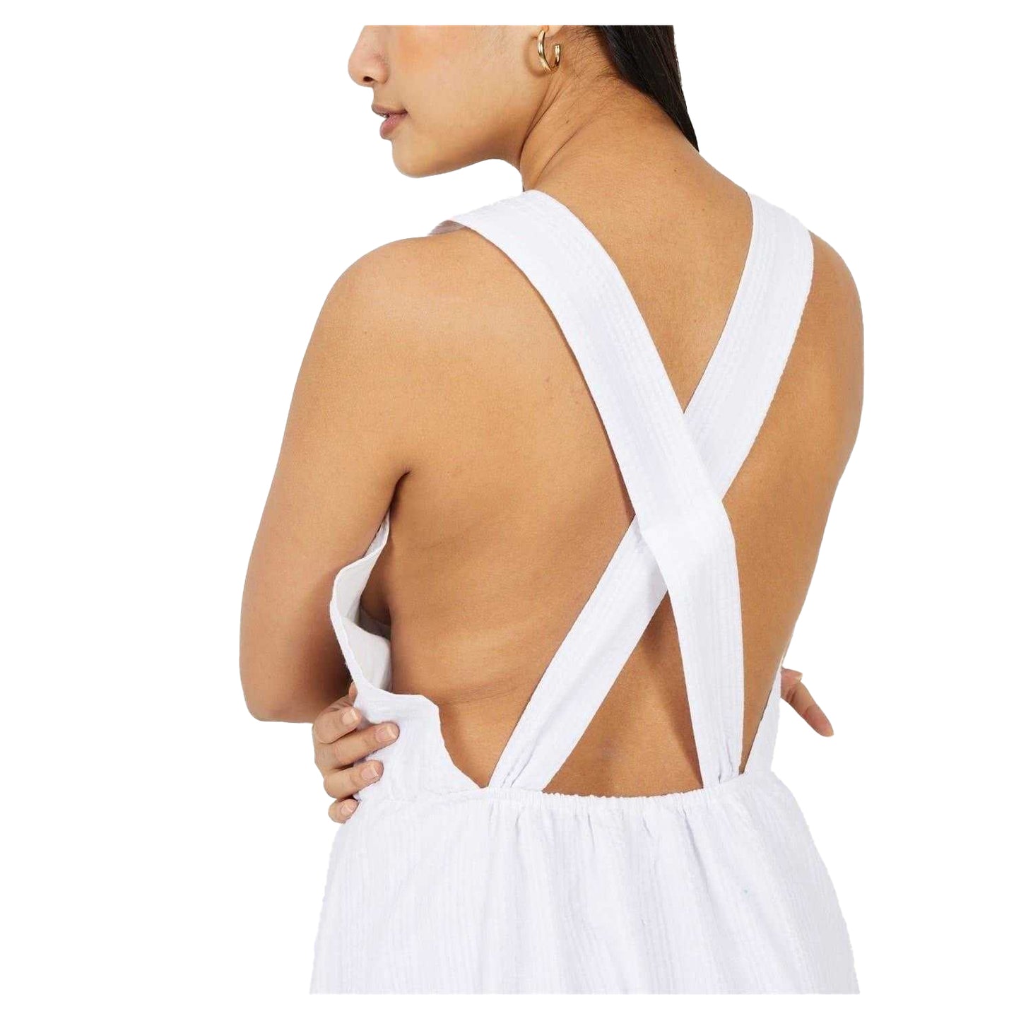 White - Side - Brave Soul Womens-Ladies Tiered Halter Neck Sleeveless Midi Dress