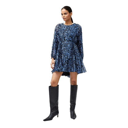 Navy - Lifestyle - French Connection Womens-Ladies Abstract Floral Crew Neck Mini Dress