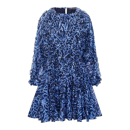 Navy - Front - French Connection Womens-Ladies Abstract Floral Crew Neck Mini Dress