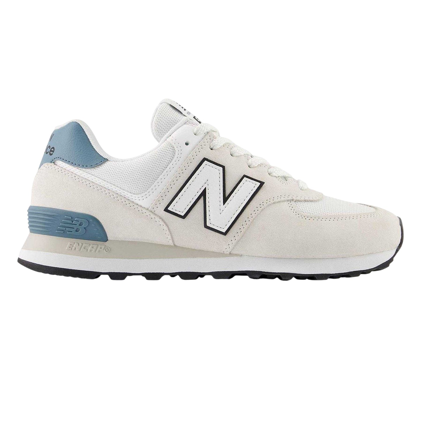 Grey-White - Front - New Balance Mens 574 Classic Suede Trainers