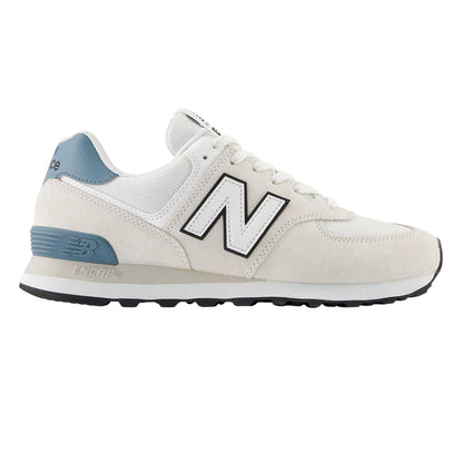 Grey-White - Front - New Balance Mens 574 Classic Suede Trainers