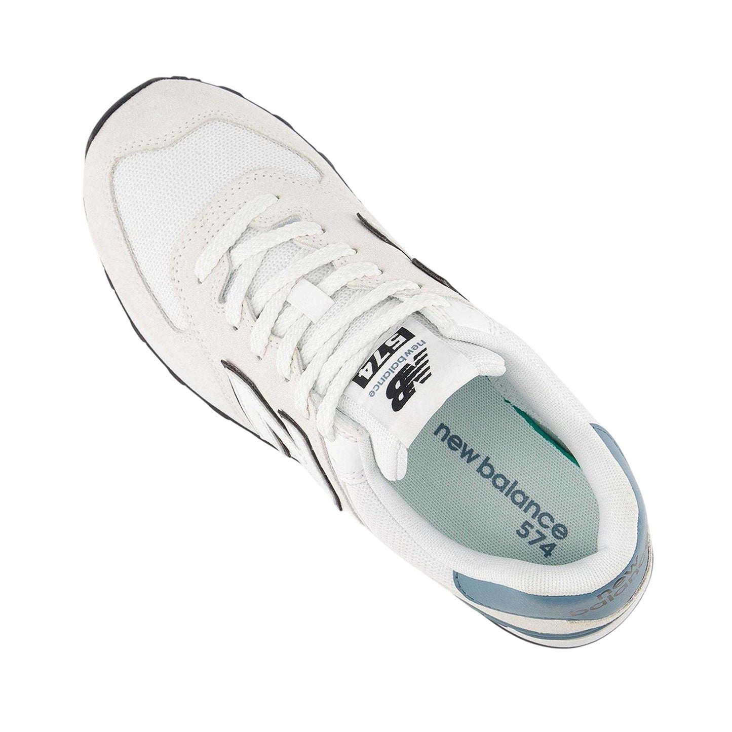 Grey-White - Side - New Balance Mens 574 Classic Suede Trainers