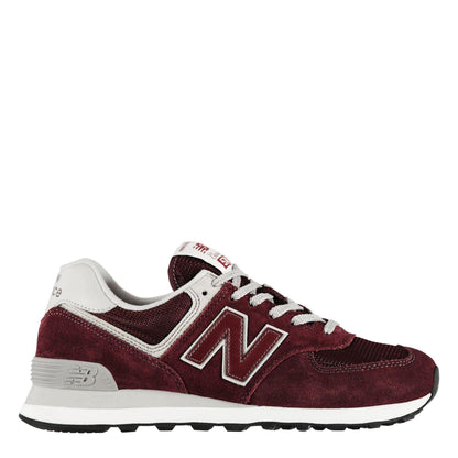 Wine - Front - New Balance Mens 574 Classic Suede Trainers