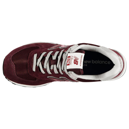 Wine - Side - New Balance Mens 574 Classic Suede Trainers