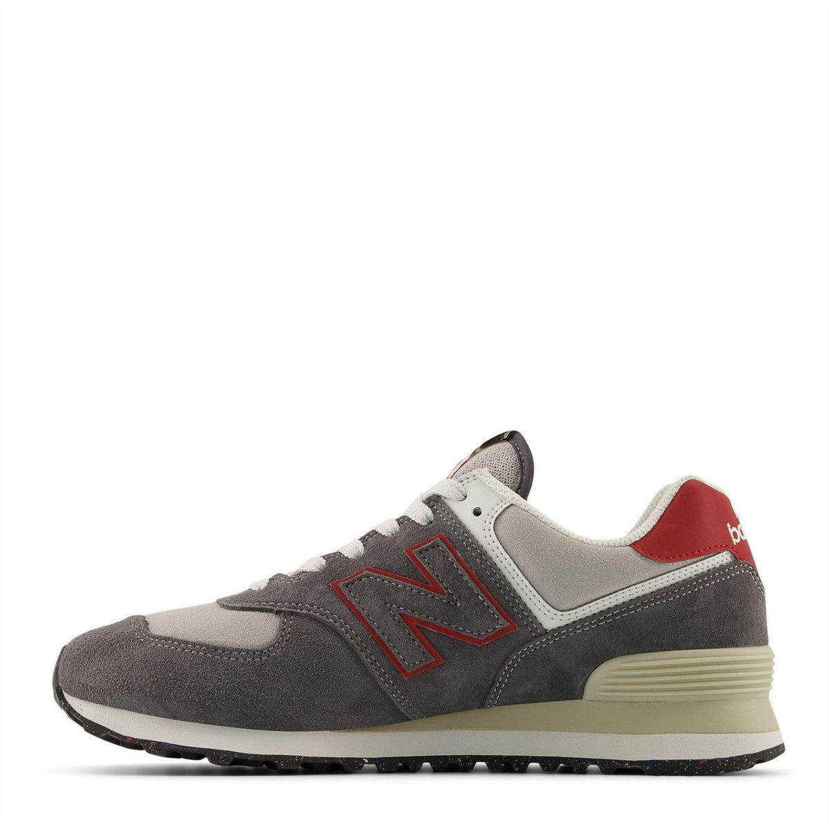 White Castlerock-Red - Back - New Balance Mens 574 Classic Suede Trainers