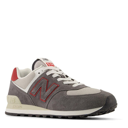 White Castlerock-Red - Lifestyle - New Balance Mens 574 Classic Suede Trainers