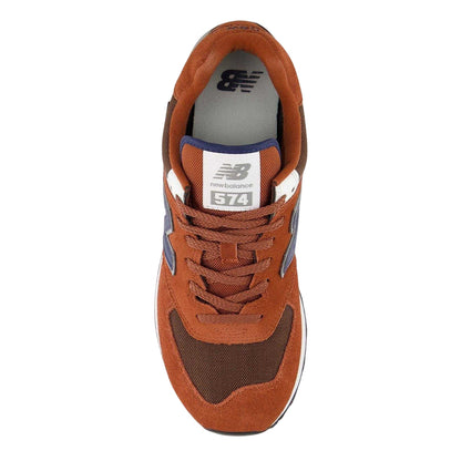 Brown-Grey - Side - New Balance Mens 574 Classic Suede Trainers
