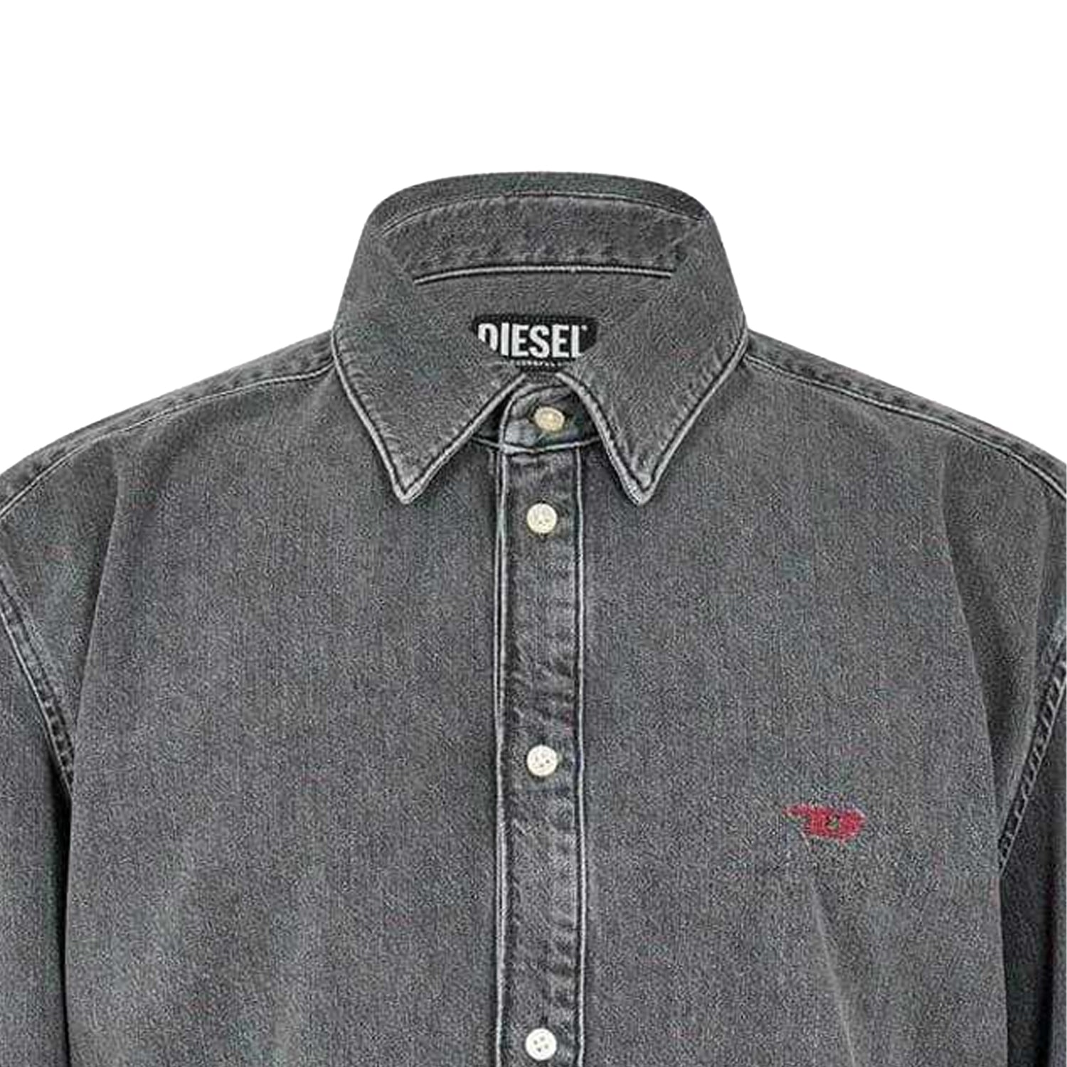 Grey - Side - Diesel Mens D-Simply Denim Long-Sleeved Shirt