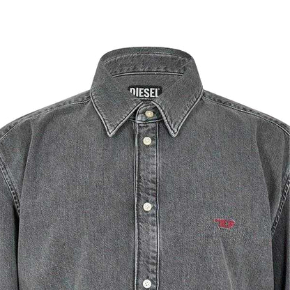 Grey - Side - Diesel Mens D-Simply Denim Long-Sleeved Shirt