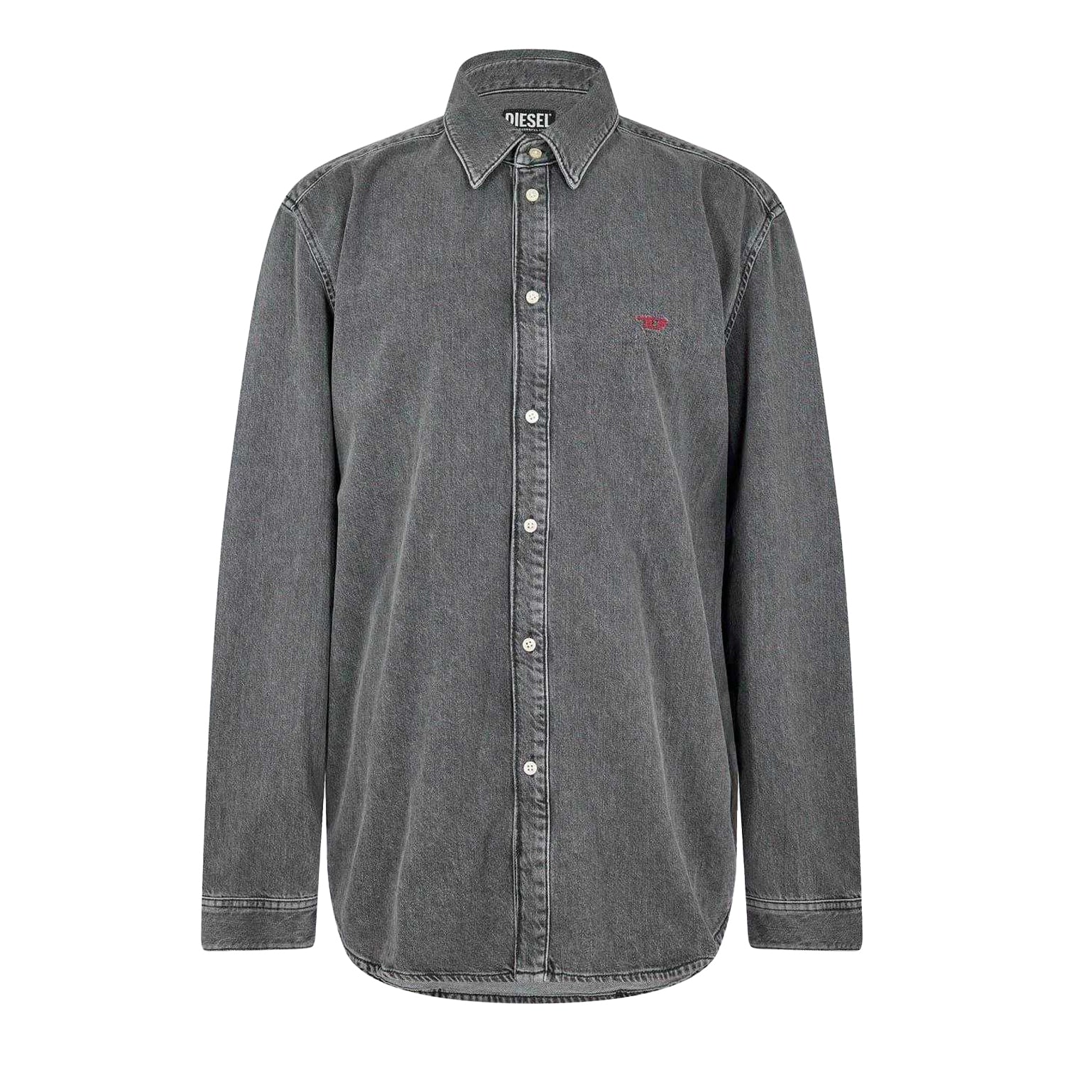 Grey - Front - Diesel Mens D-Simply Denim Long-Sleeved Shirt